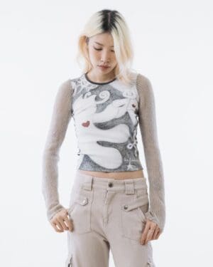 Achromatic Snowflakes Long Sleeves Tee