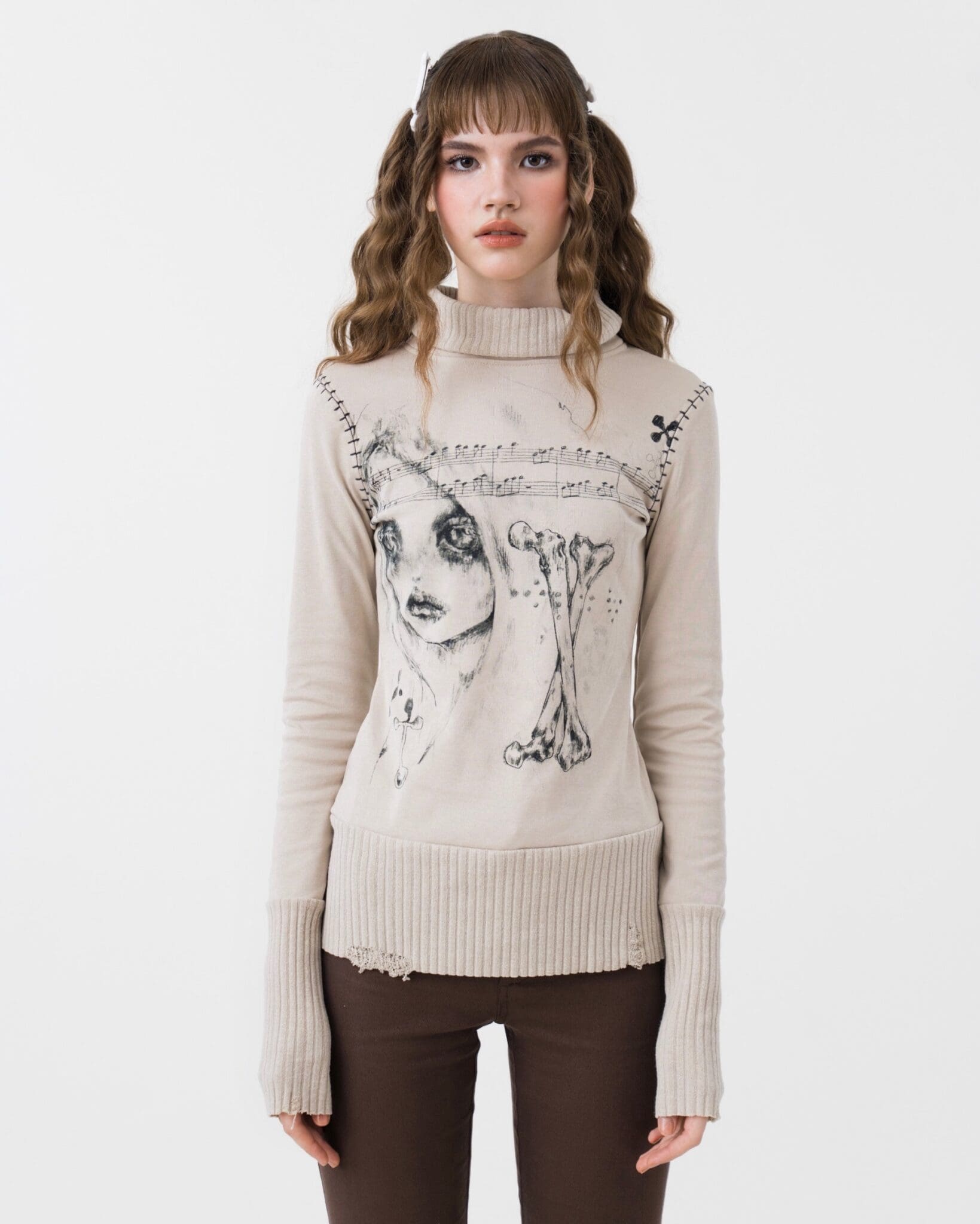 Bones Turtle Neck Top