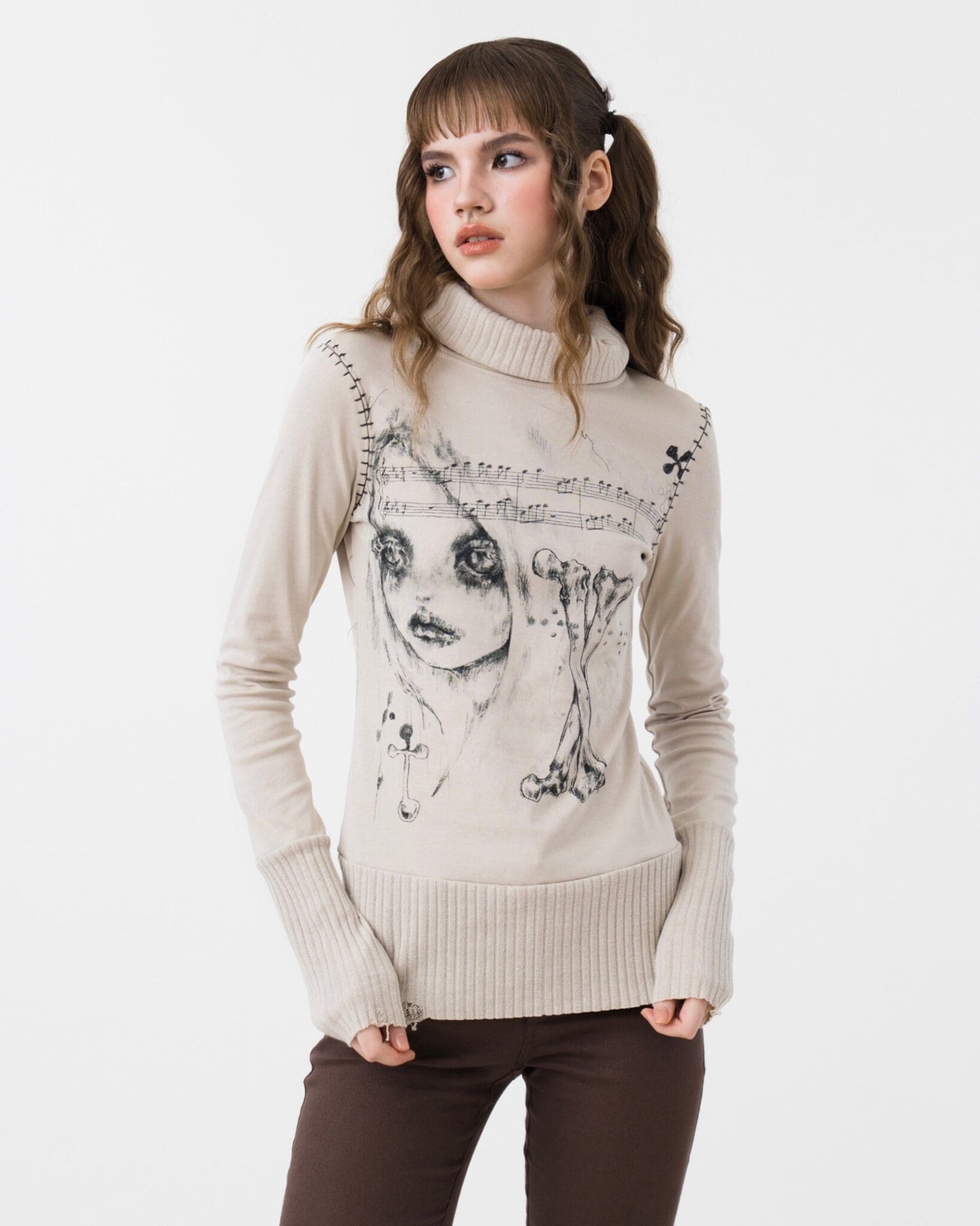 Bones Turtle Neck Top