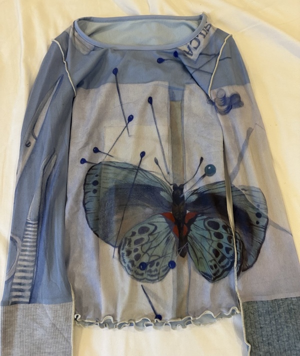 Women Polyester Long Sleeves Mesh Shirt